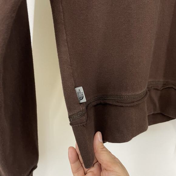 North Face Size Small Brown Flower Hoodie Women's Floral Embroidered Sweater - Picture 6 of 8